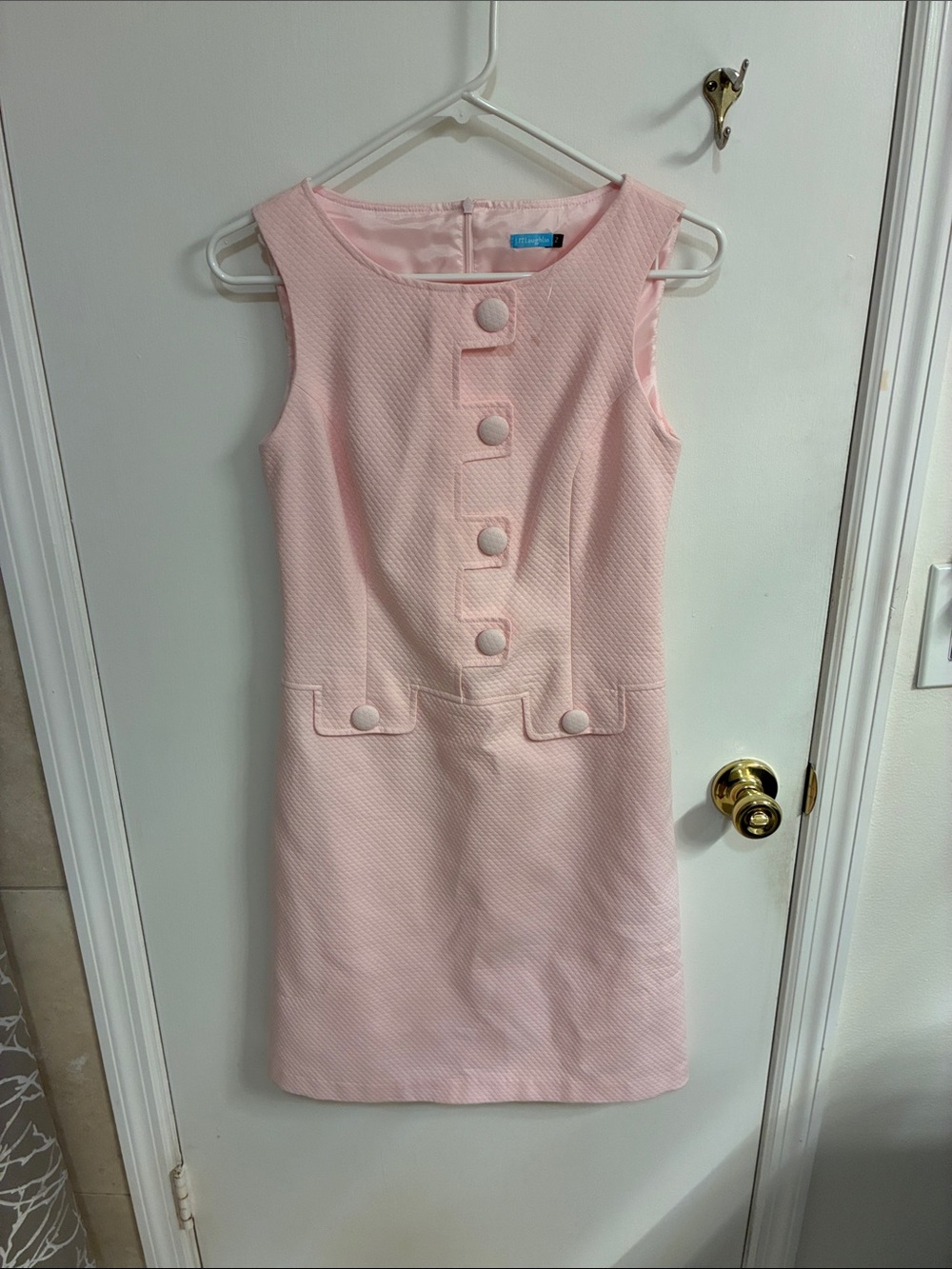 NWOT J McLaughlin Pastel Pink Textured Midi Dress Sz 2-100% Cotton - Picture 1 of 14